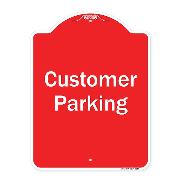 Signmission Designer Series Customer Parking 2, Red & White Heavy-Gauge Aluminum Sign, 24" x 18", RW-1824-9856 A-DES-RW-1824-9856 - main
